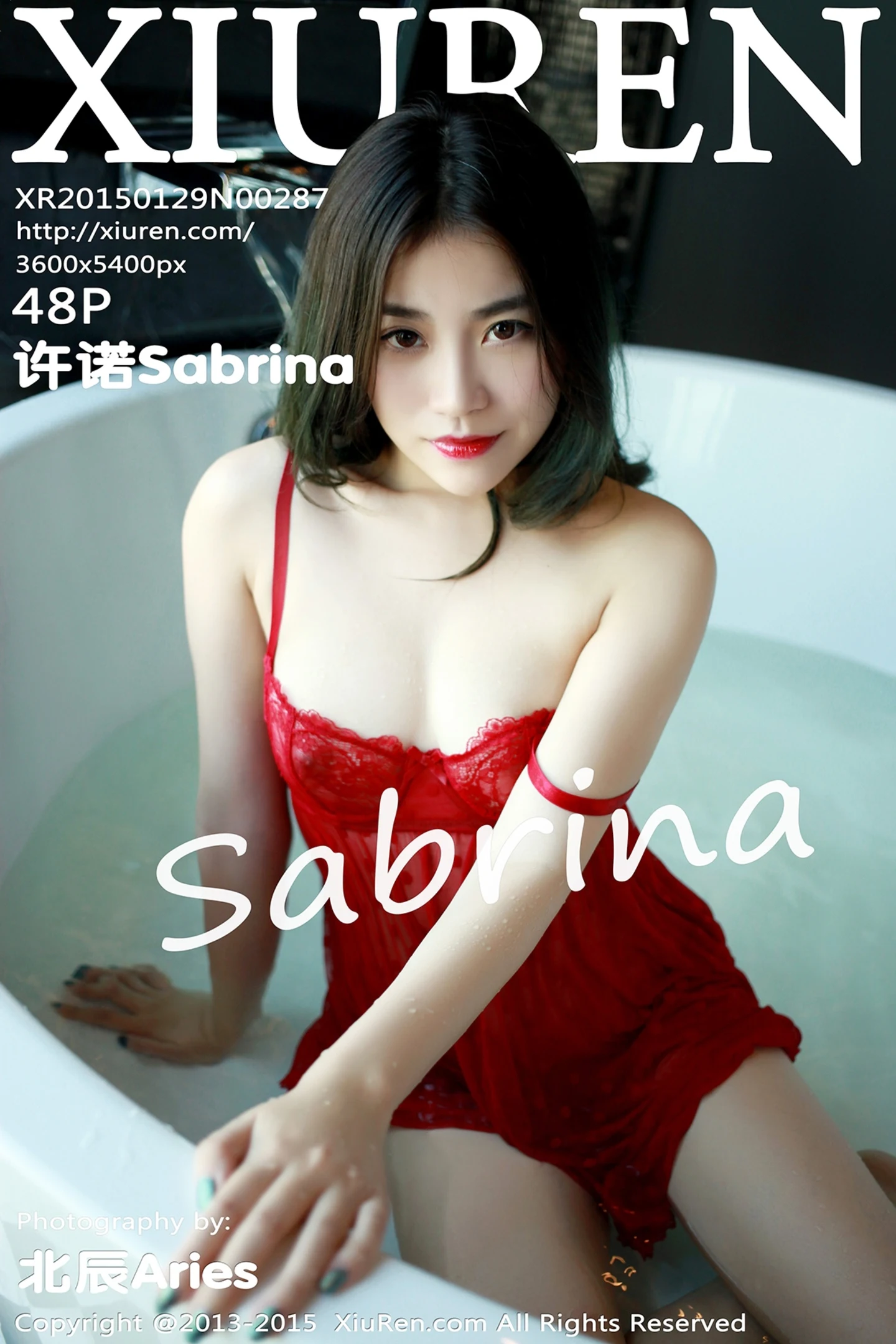 [XiuRen秀人网]No.287_秀人嫩模许诺Sabrina花色睡裙居家床上迷人性感写真48P-秀人网 - XiuRen.Pro